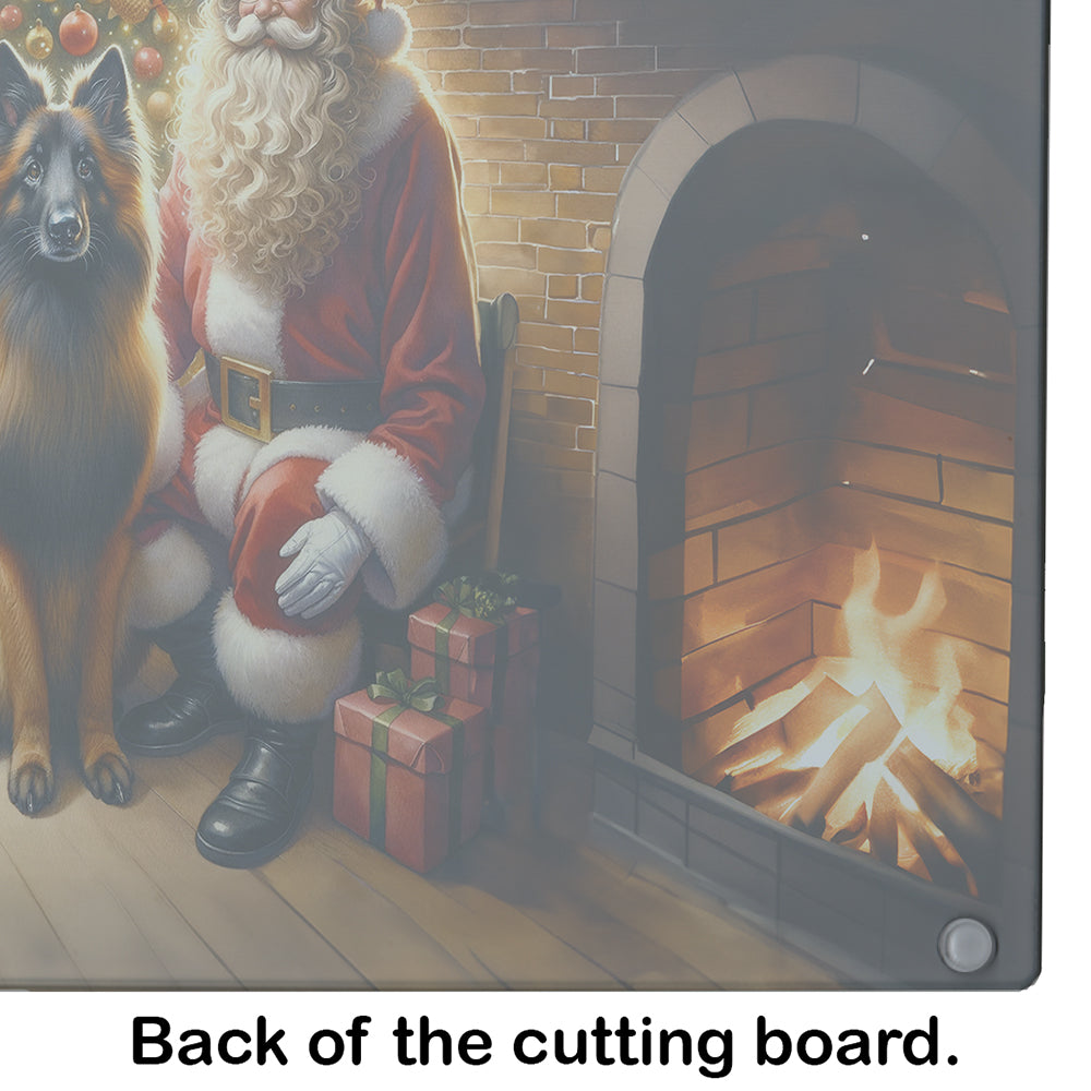 Belgian Tervuren and Santa Claus Glass Cutting Board