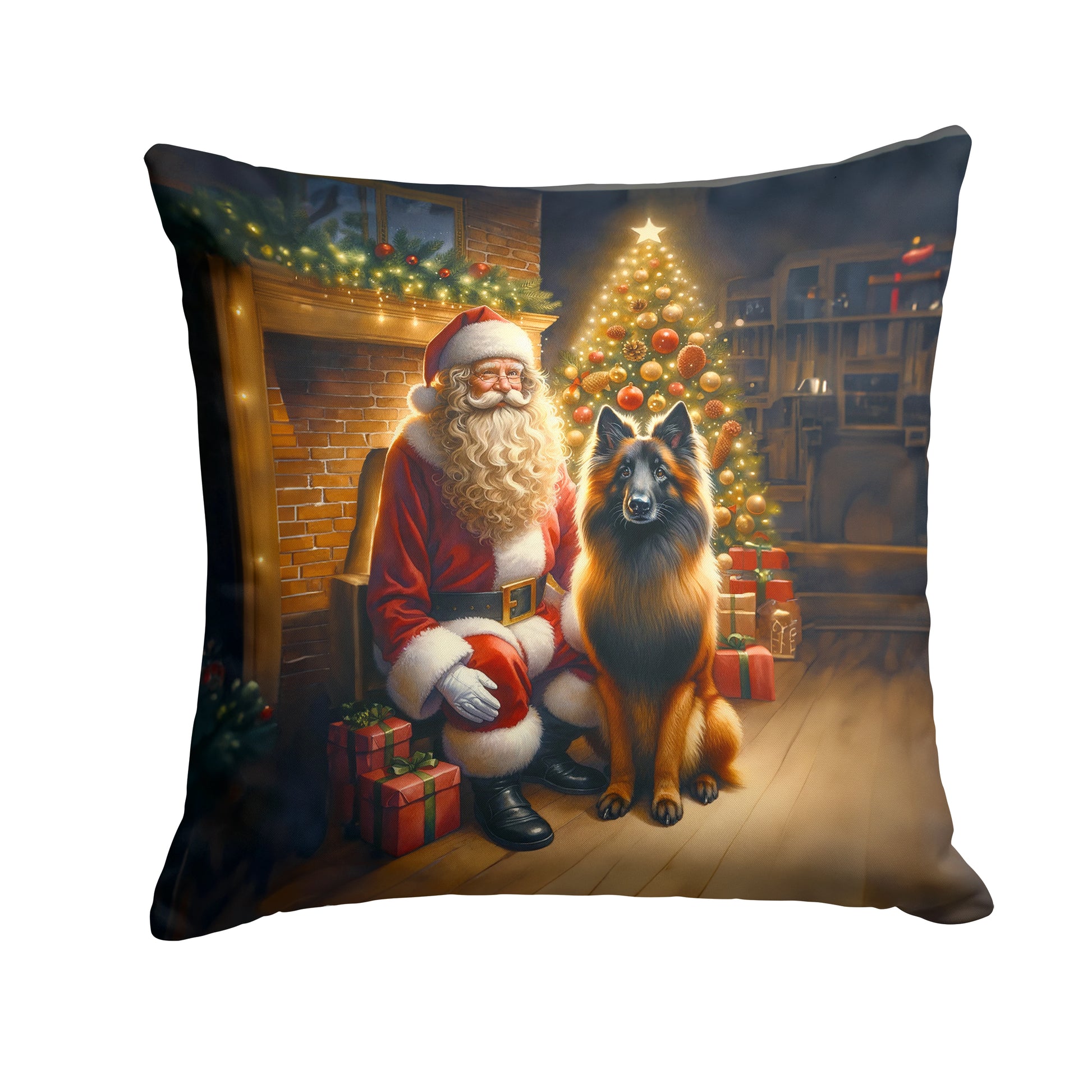 Buy this Belgian Tervuren and Santa Claus Throw Pillow