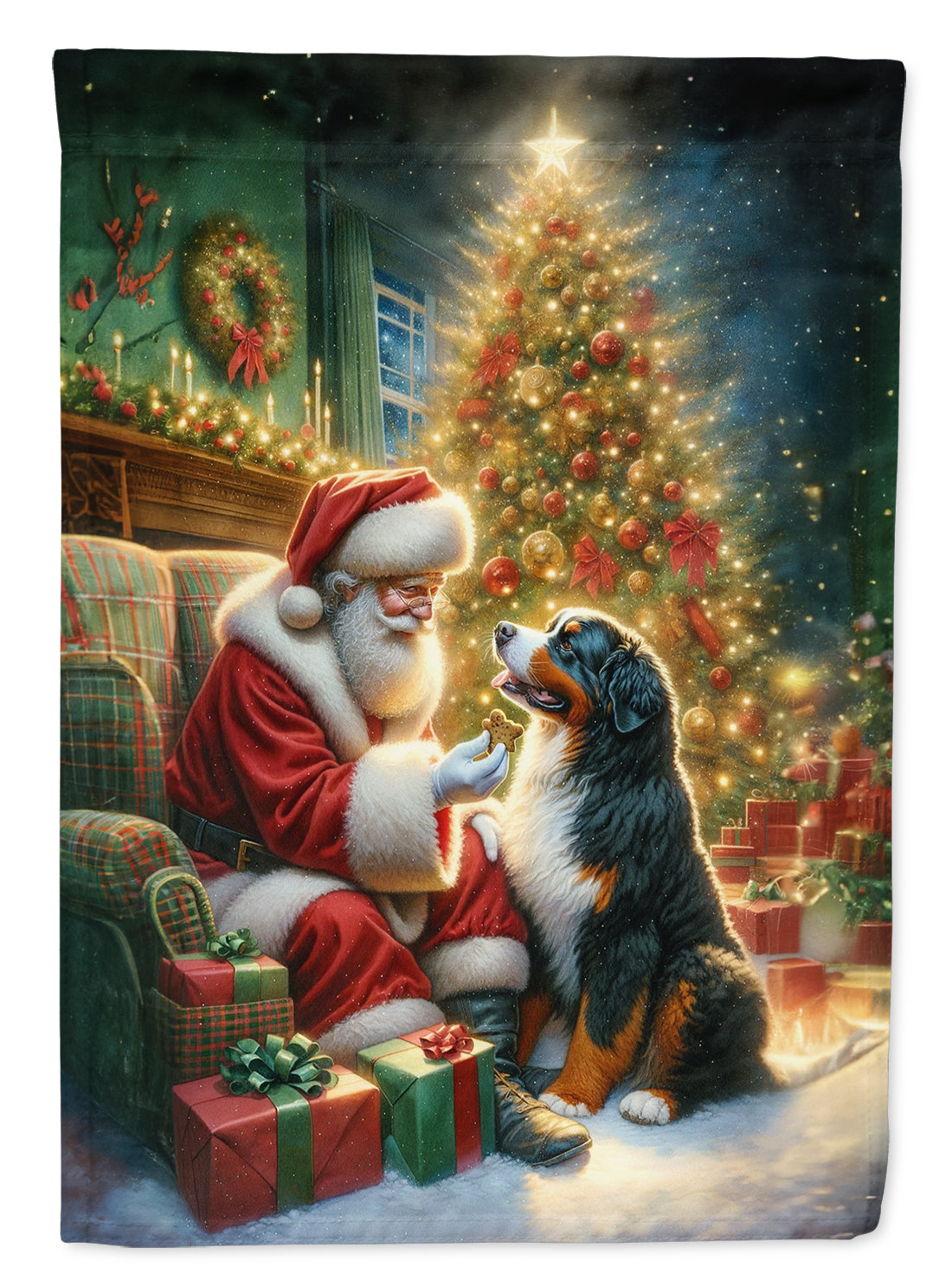 Buy this Bernese Mountain Dog and Santa Claus House Flag