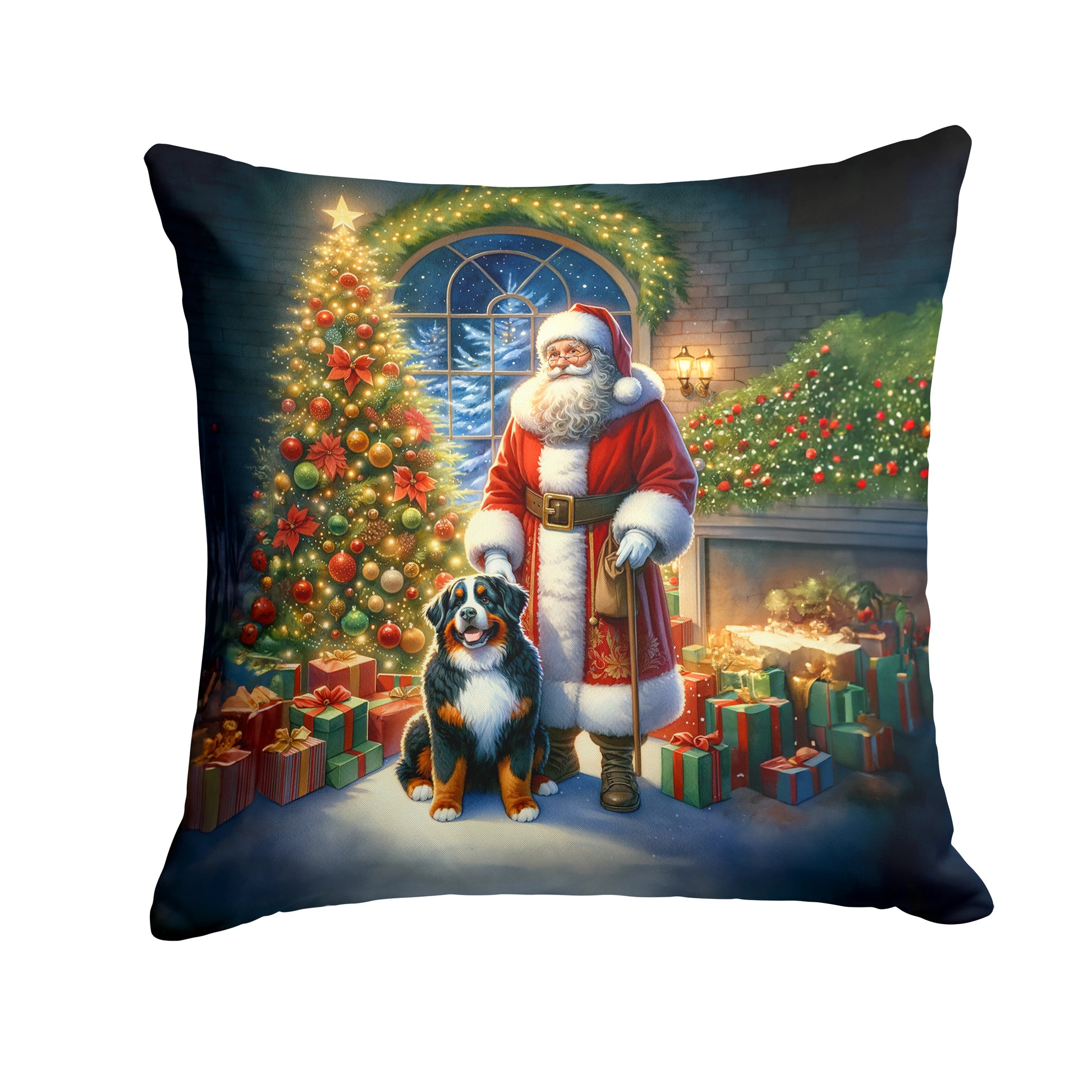 Buy this Bernese Mountain Dog and Santa Claus Throw Pillow