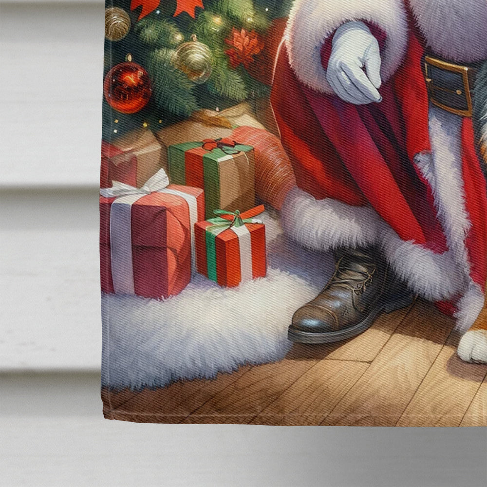 Bernese Mountain Dog and Santa Claus House Flag