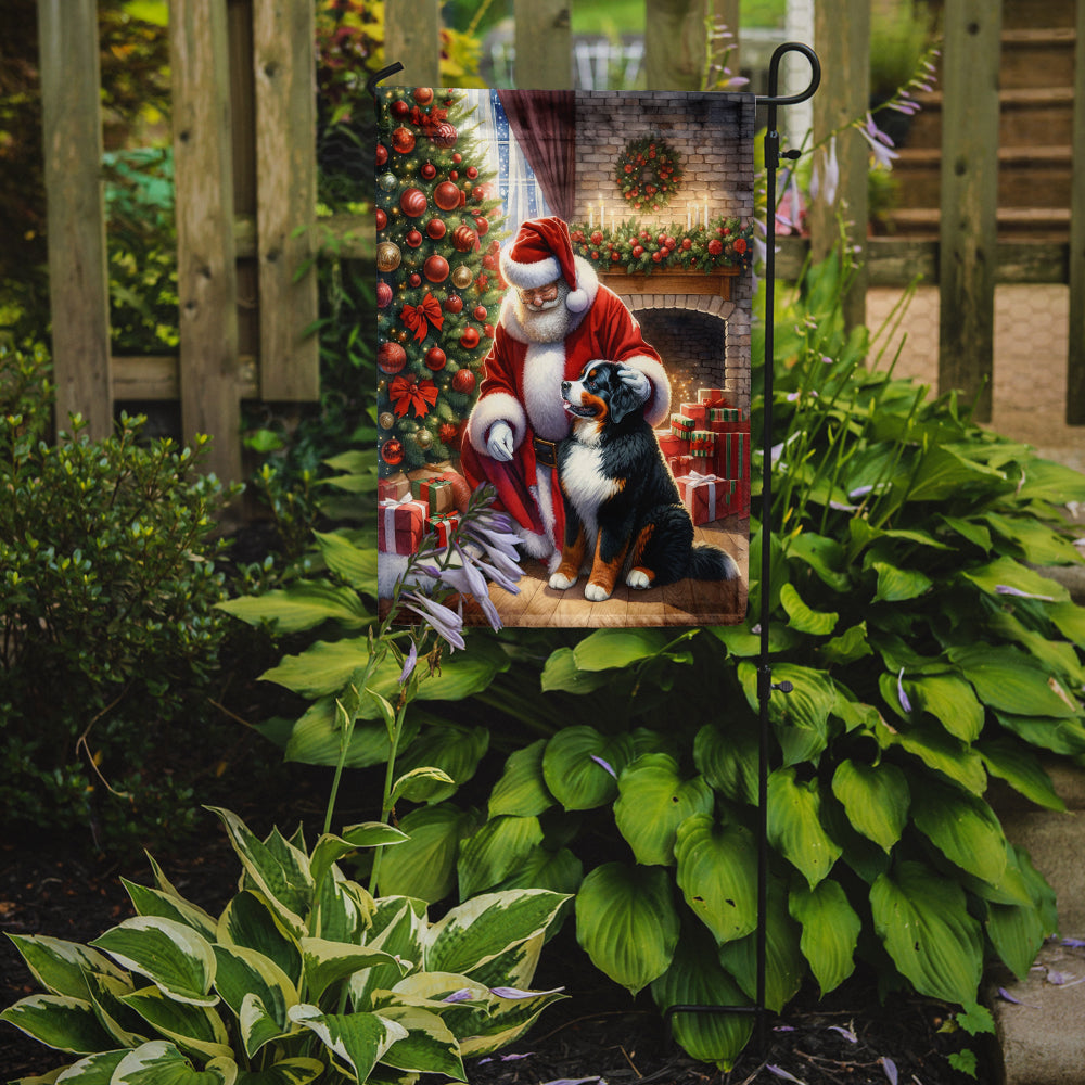 Bernese Mountain Dog and Santa Claus Garden Flag