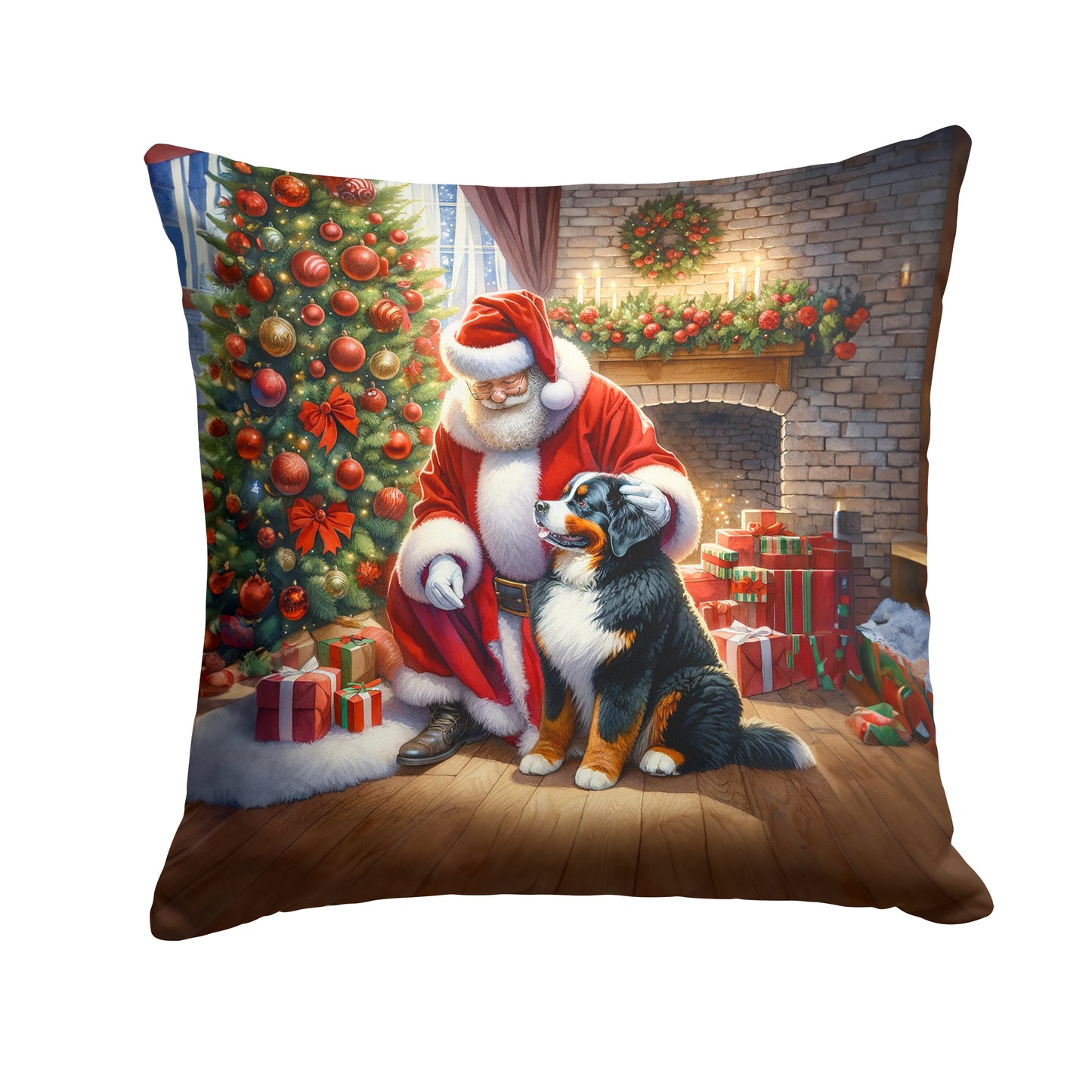 Buy this Bernese Mountain Dog and Santa Claus Throw Pillow