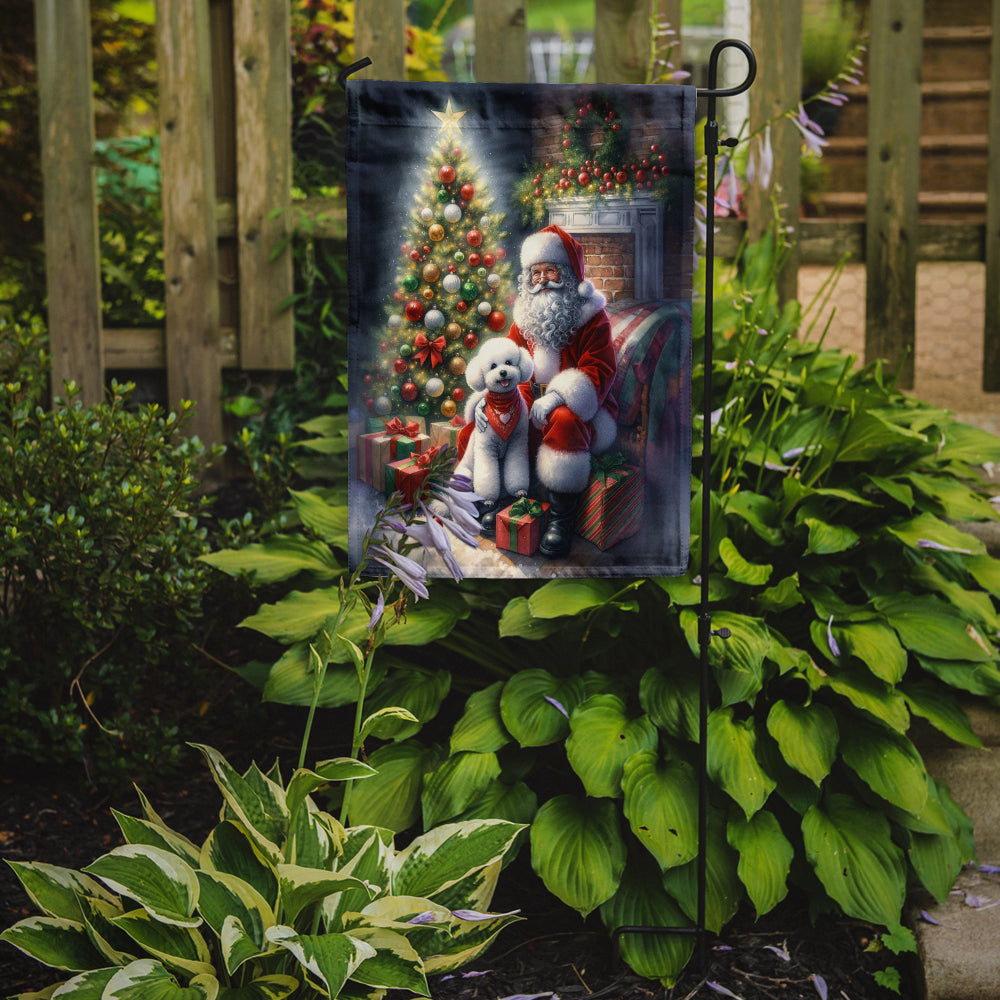 Bichon Frise and Santa Claus Garden Flag