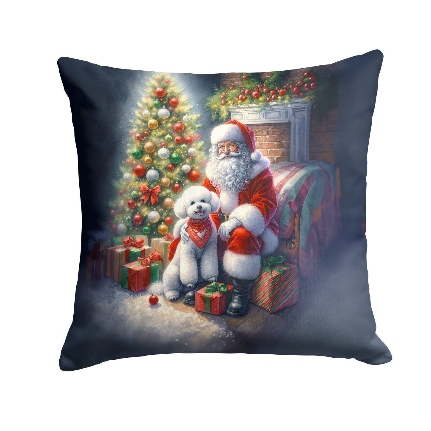 Buy this Bichon Frise and Santa Claus Throw Pillow