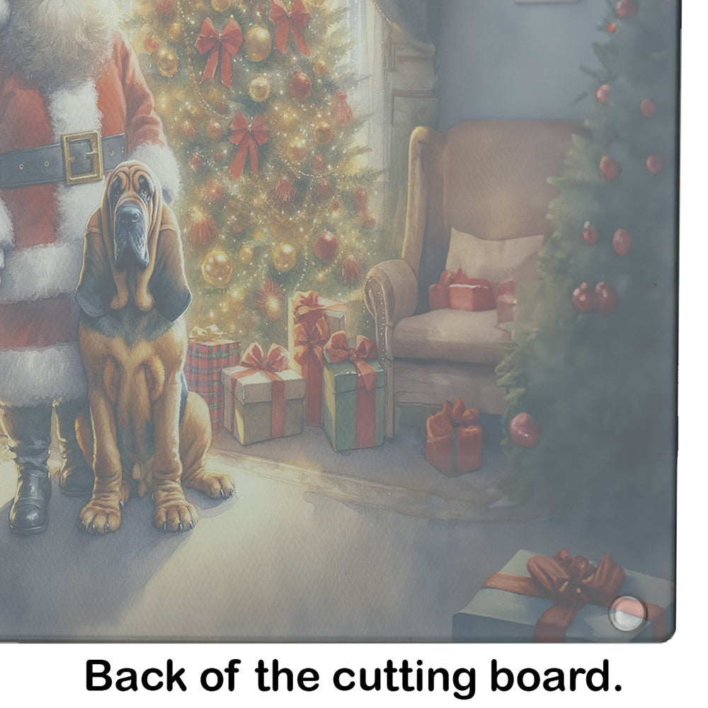 Bloodhound and Santa Claus Glass Cutting Board