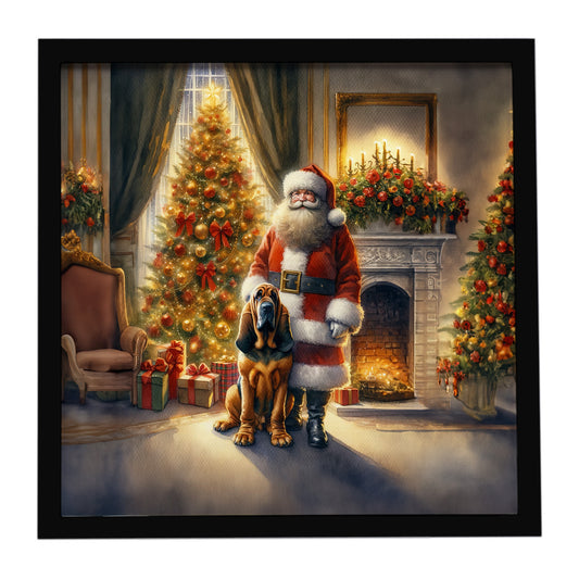 Buy this Bloodhound and Santa Claus Framed Metal Print