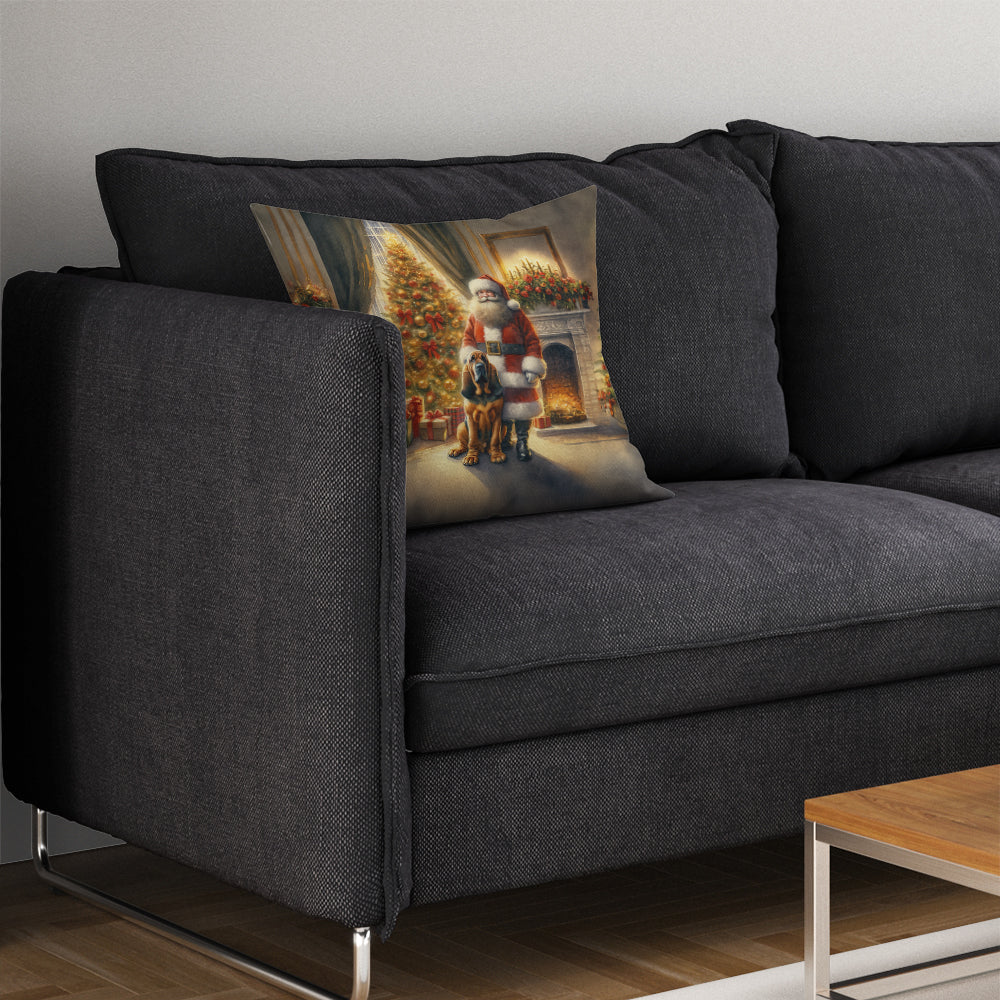 Bloodhound and Santa Claus Throw Pillow