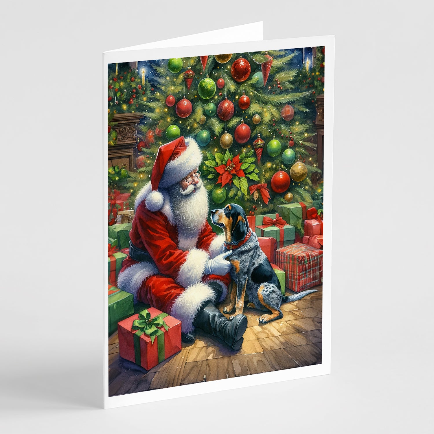 Buy this Bluetick Hound and Santa Claus Greeting Cards Pack of 8