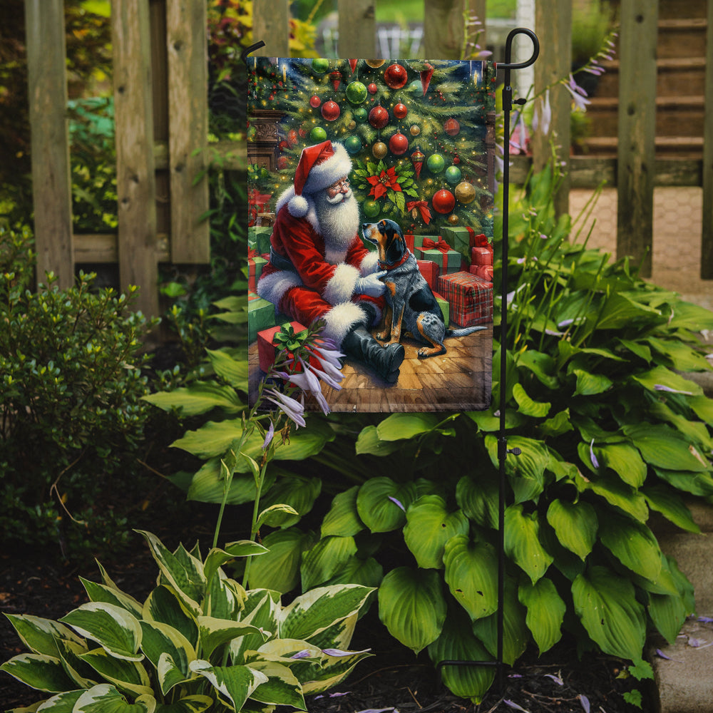 Bluetick Hound and Santa Claus Garden Flag