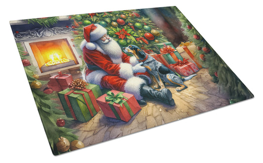 Buy this Bluetick Hound and Santa Claus Glass Cutting Board