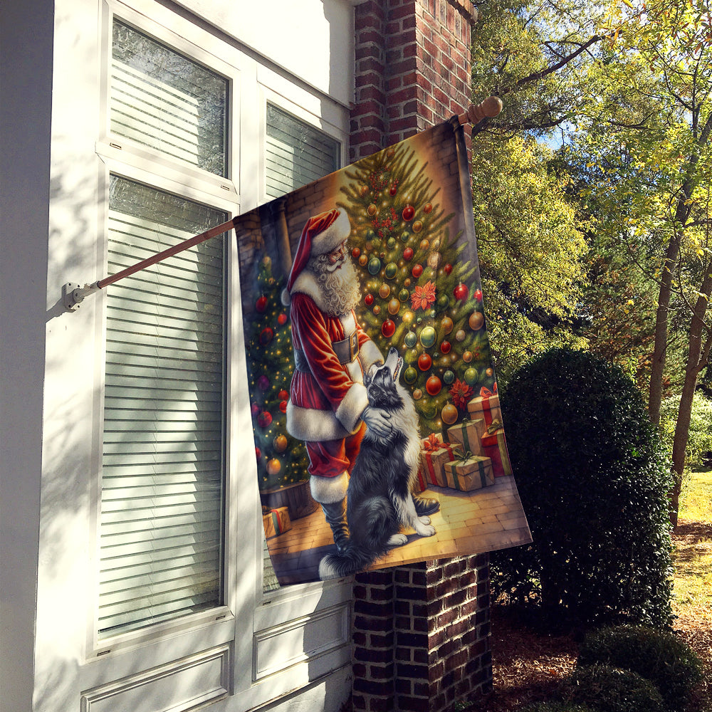 Border Collie and Santa Claus House Flag