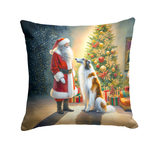 Buy this Borzoi and Santa Claus Throw Pillow