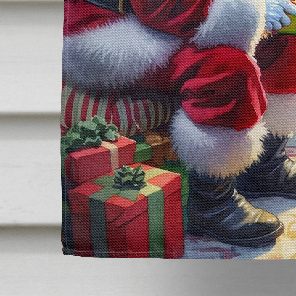 Boston Terrier and Santa Claus House Flag