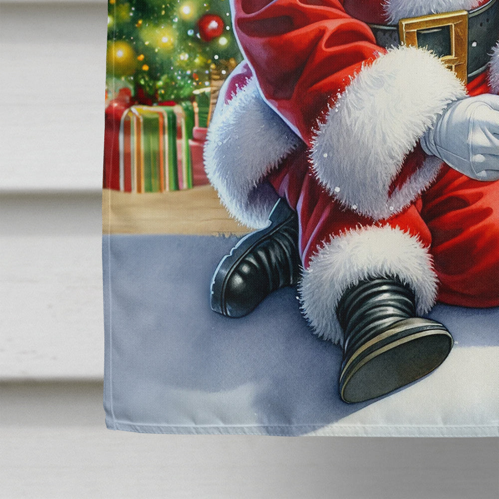 Boston Terrier and Santa Claus House Flag