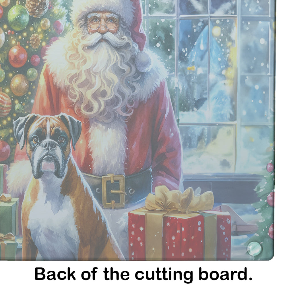 Boxer and Santa Claus Glass Cutting Board