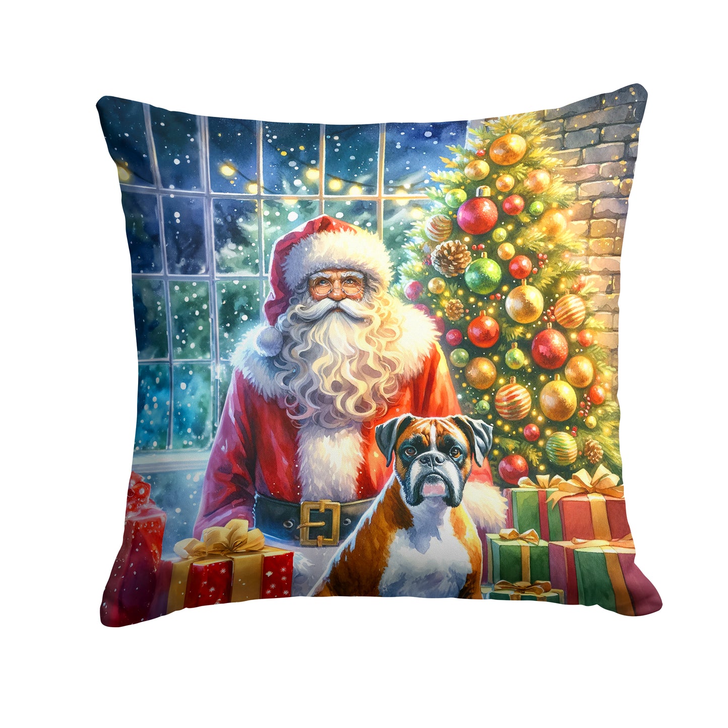 Buy this Boxer and Santa Claus Throw Pillow