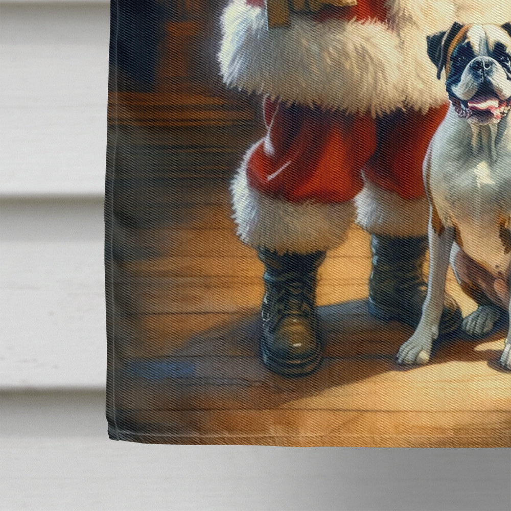 Boxer and Santa Claus House Flag