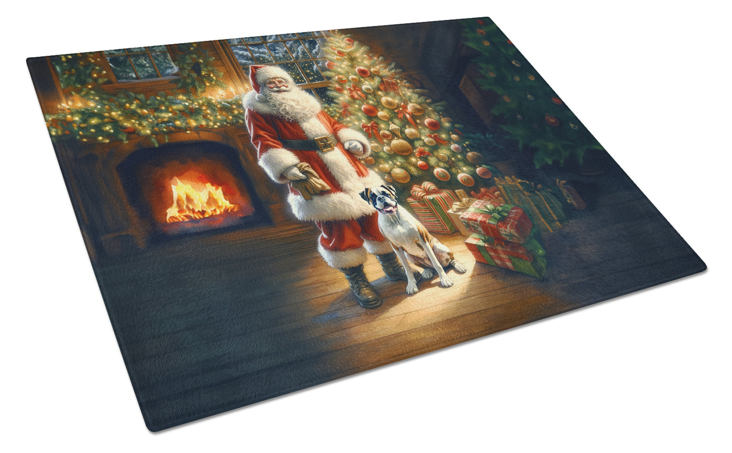 Buy this Boxer and Santa Claus Glass Cutting Board