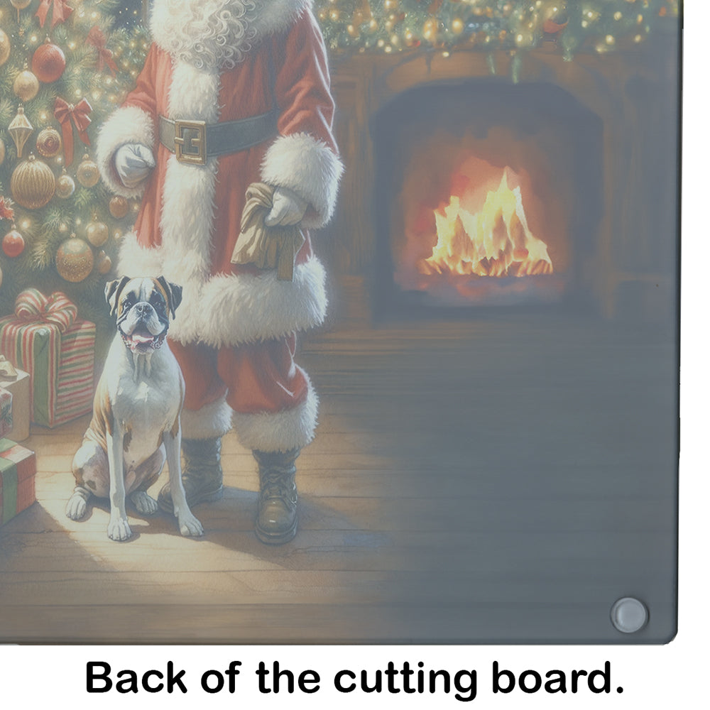 Boxer and Santa Claus Glass Cutting Board