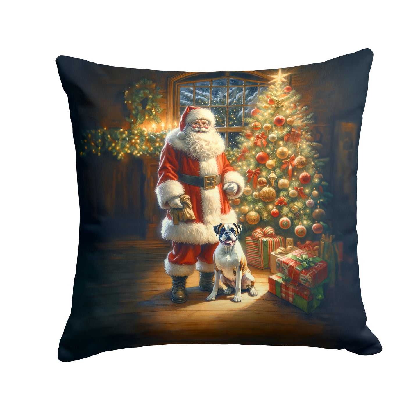 Buy this Boxer and Santa Claus Throw Pillow