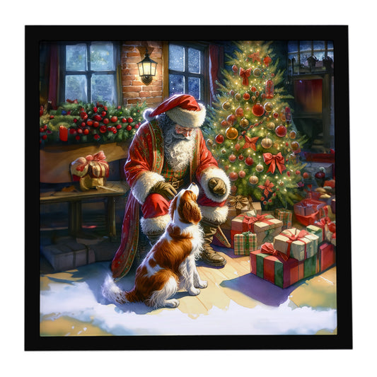 Buy this Brittany and Santa Claus Framed Metal Print