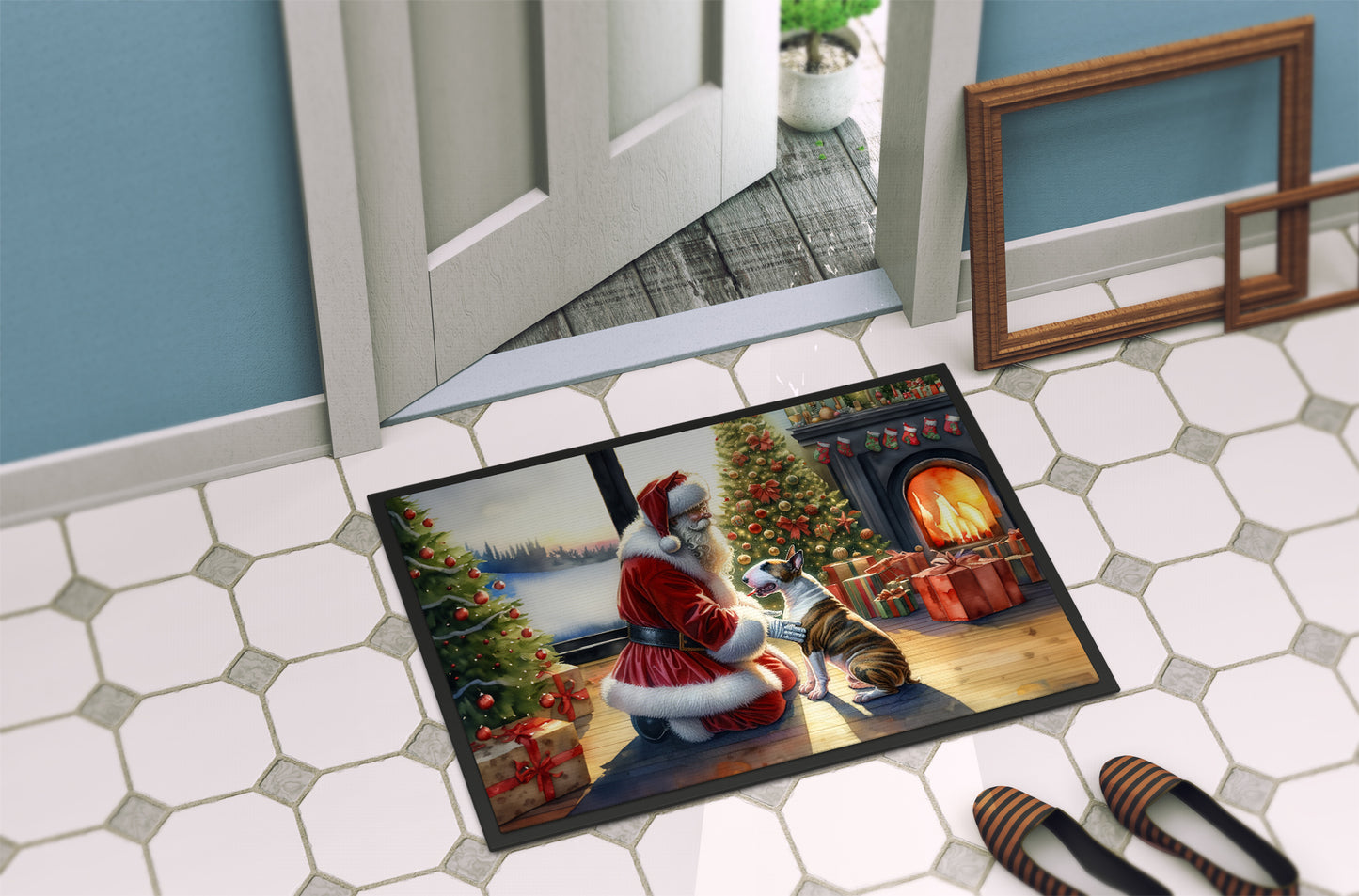 Bull Terrier and Santa Claus Doormat