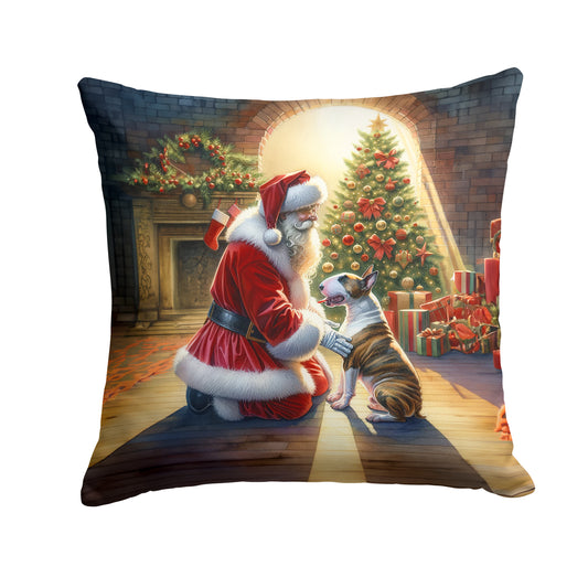 Buy this Bull Terrier and Santa Claus Throw Pillow