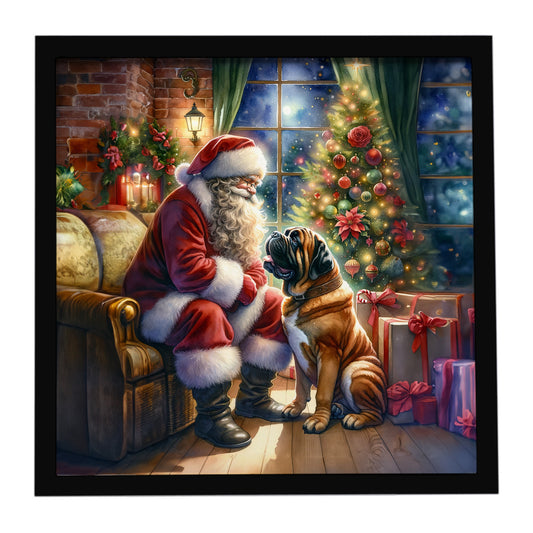 Buy this Bullmastiff and Santa Claus Framed Metal Print