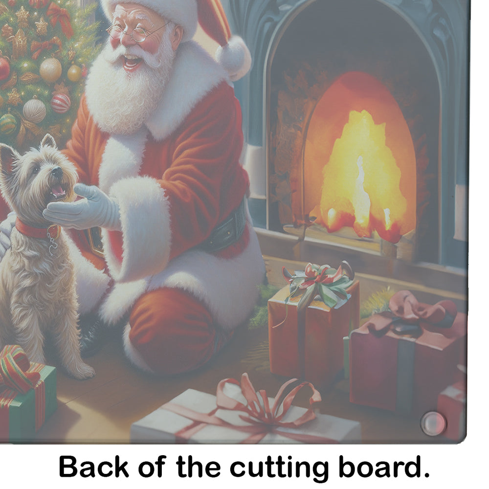 Cairn Terrier and Santa Claus Glass Cutting Board