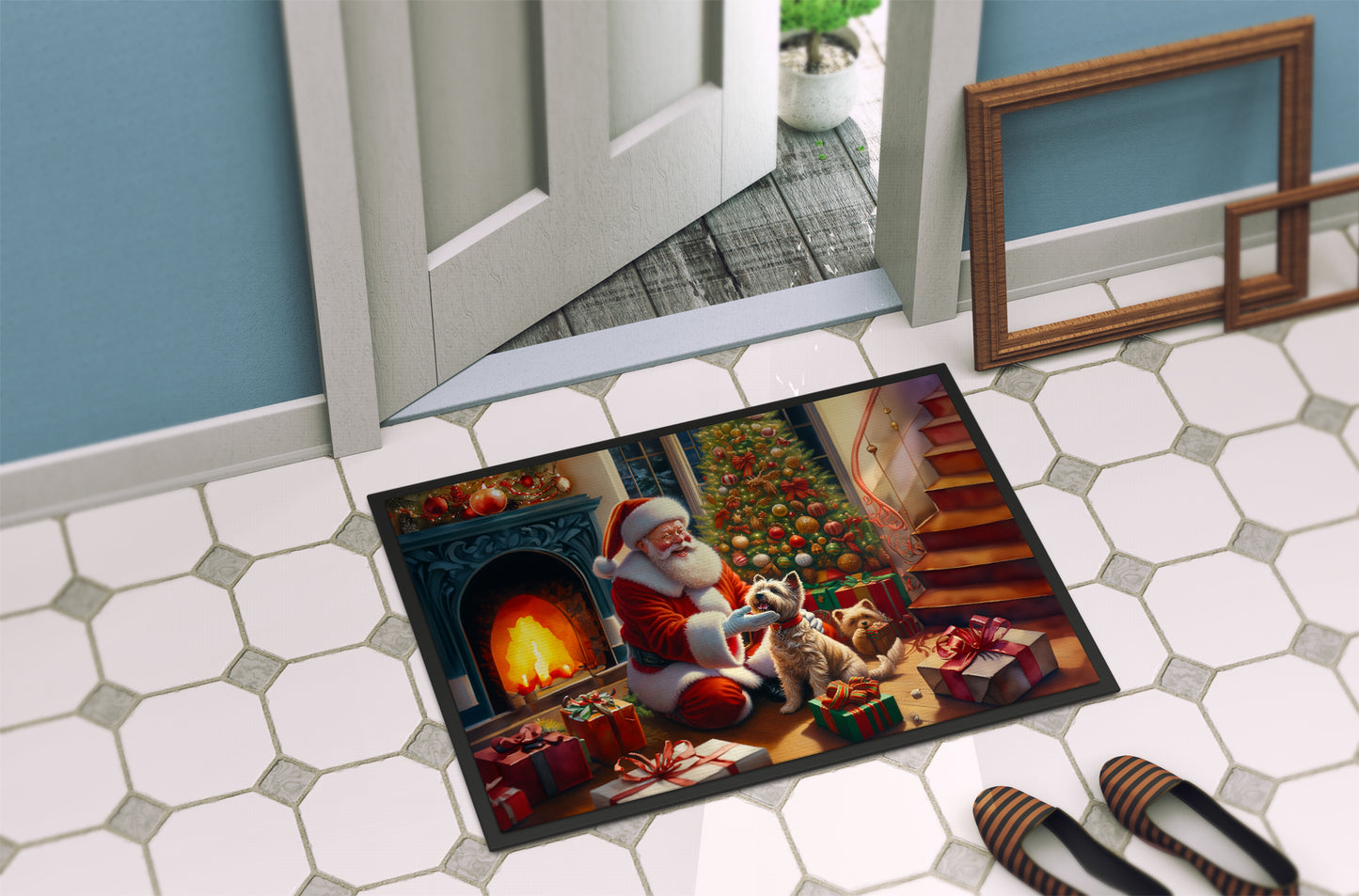 Cairn Terrier and Santa Claus Doormat