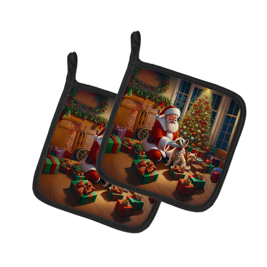 Buy this Cairn Terrier and Santa Claus Pair of Pot Holders