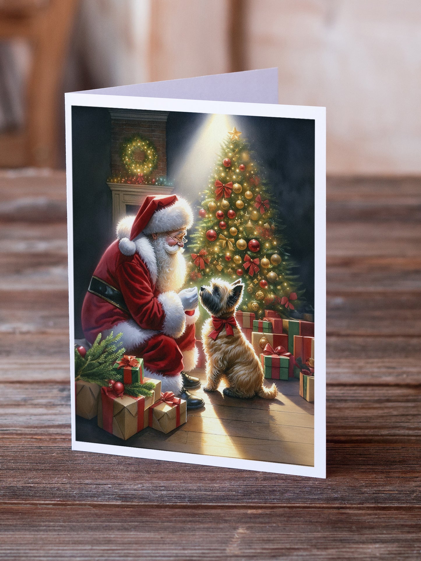 Cairn Terrier and Santa Claus Greeting Cards Pack of 8