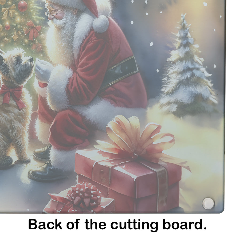 Cairn Terrier and Santa Claus Glass Cutting Board