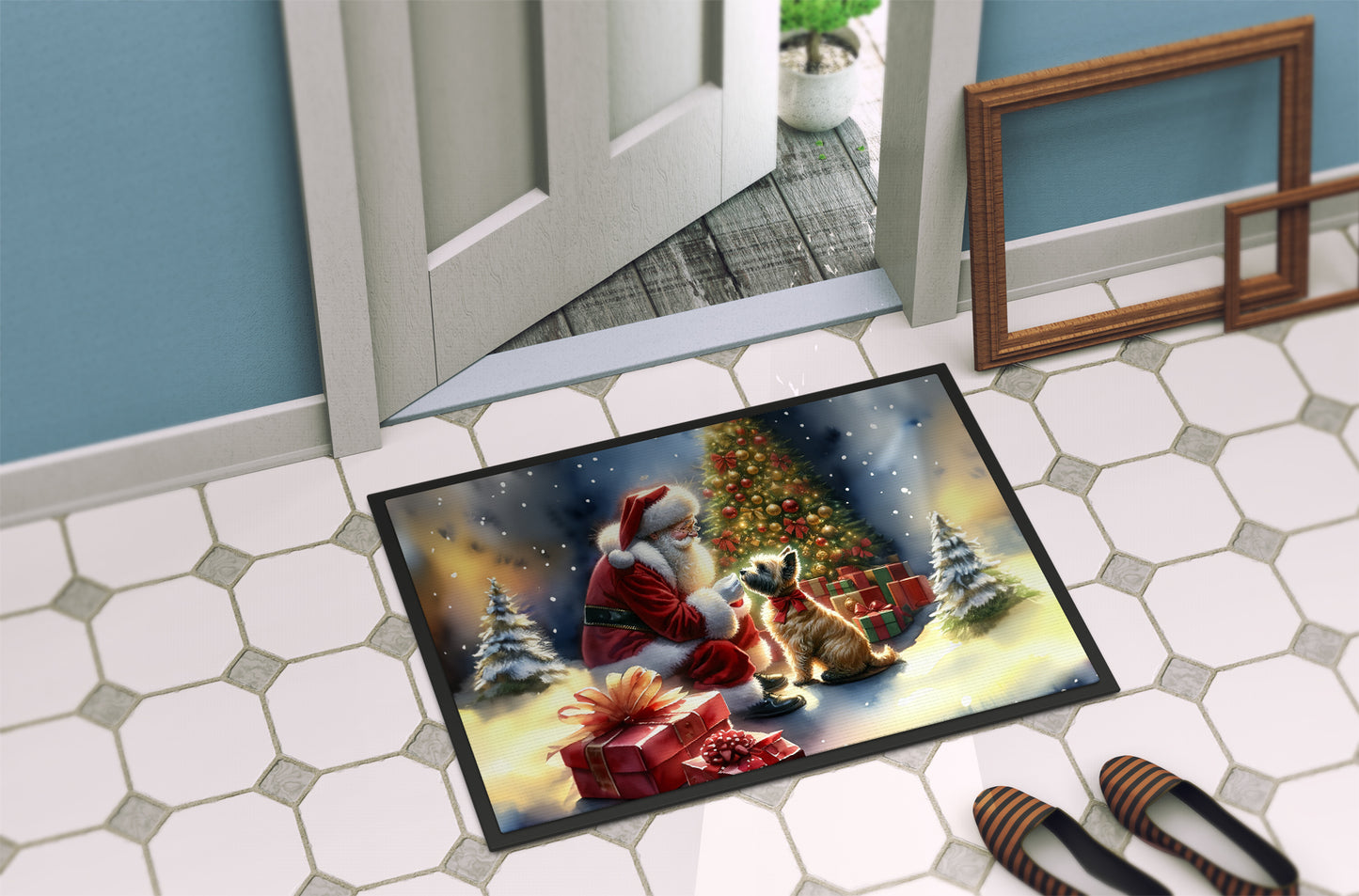 Cairn Terrier and Santa Claus Doormat