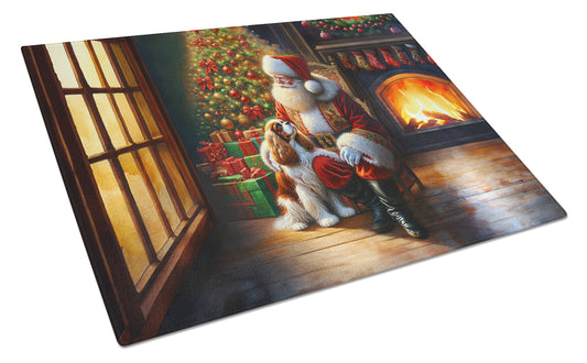 Buy this Cavalier Spaniel and Santa Claus Glass Cutting Board