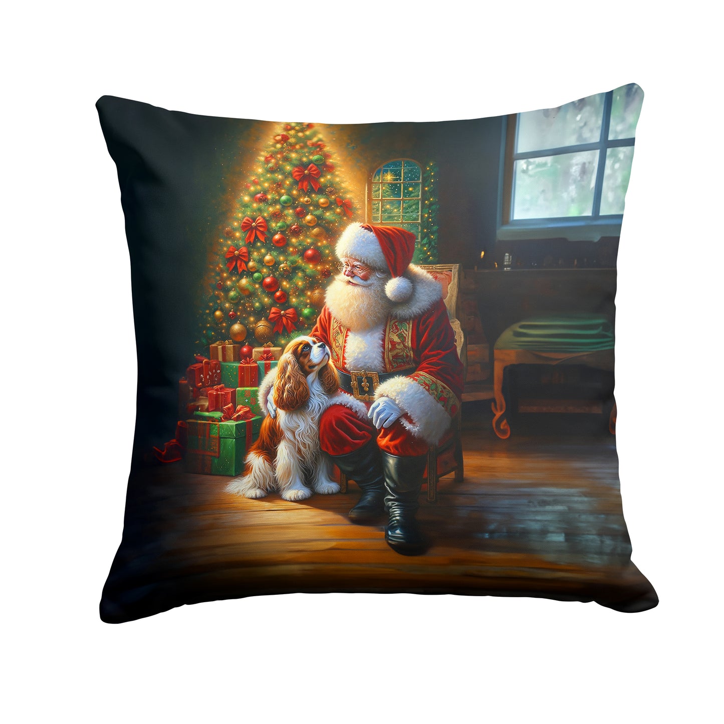 Buy this Cavalier Spaniel and Santa Claus Throw Pillow