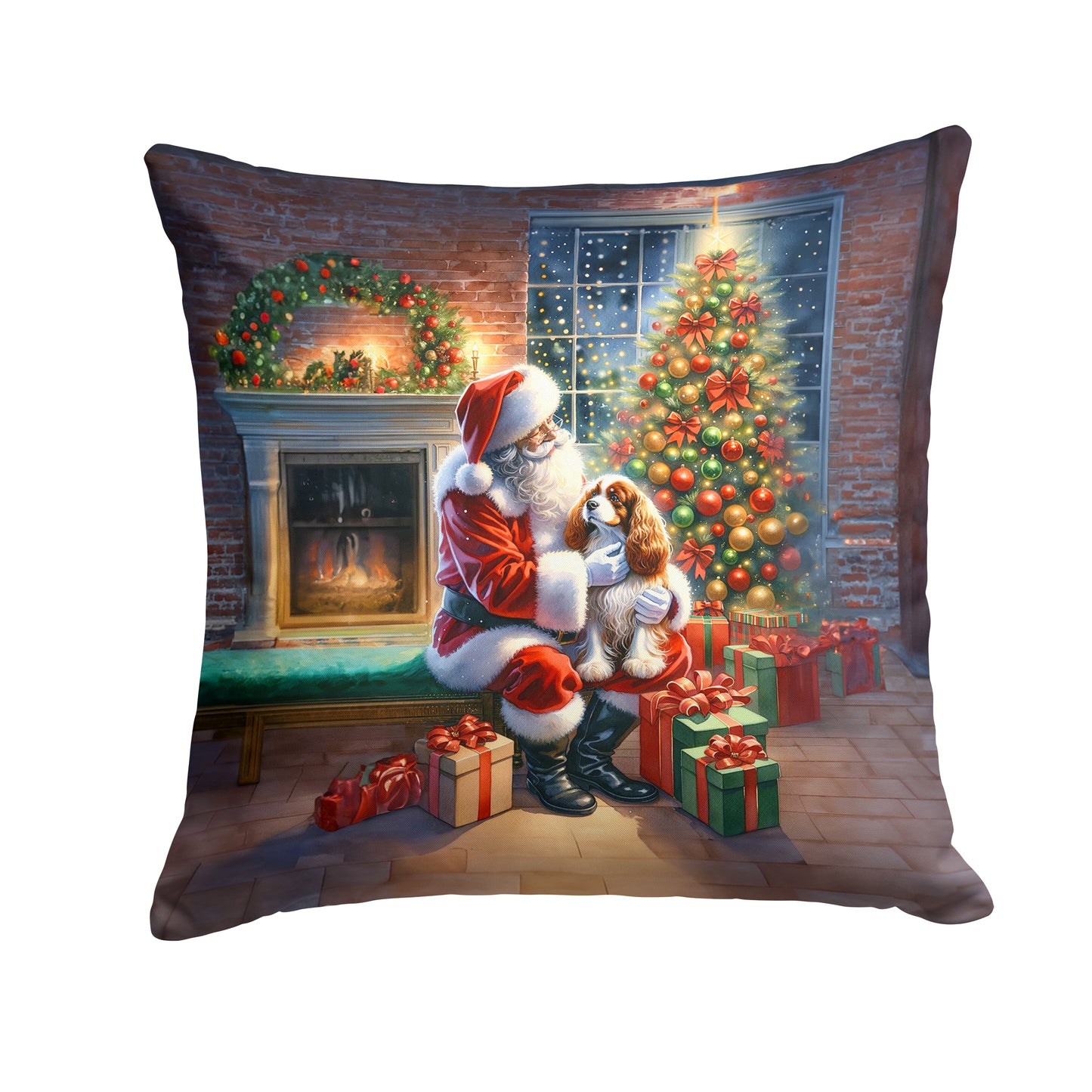 Buy this Cavalier Spaniel and Santa Claus Throw Pillow