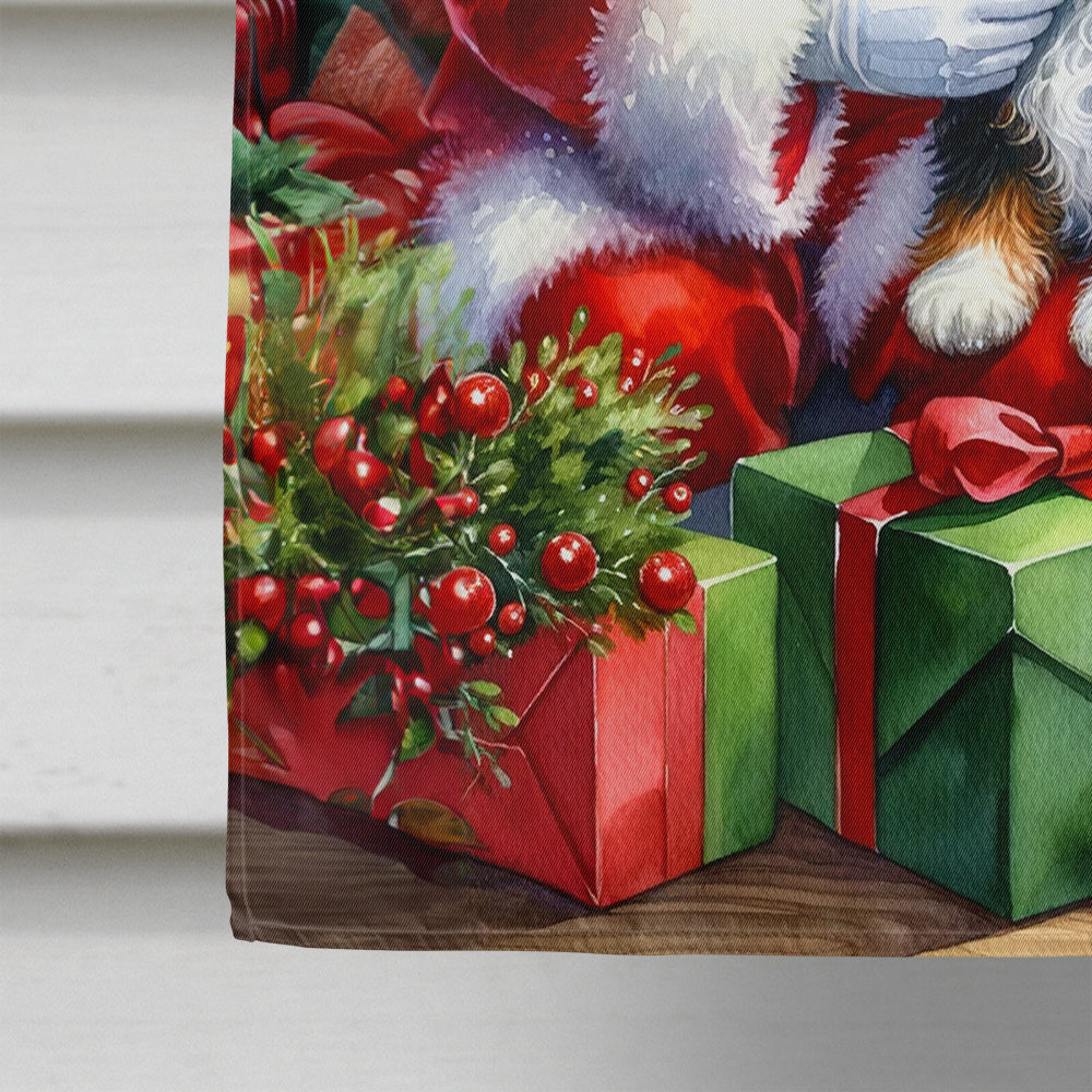 Cavalier Spaniel and Santa Claus House Flag