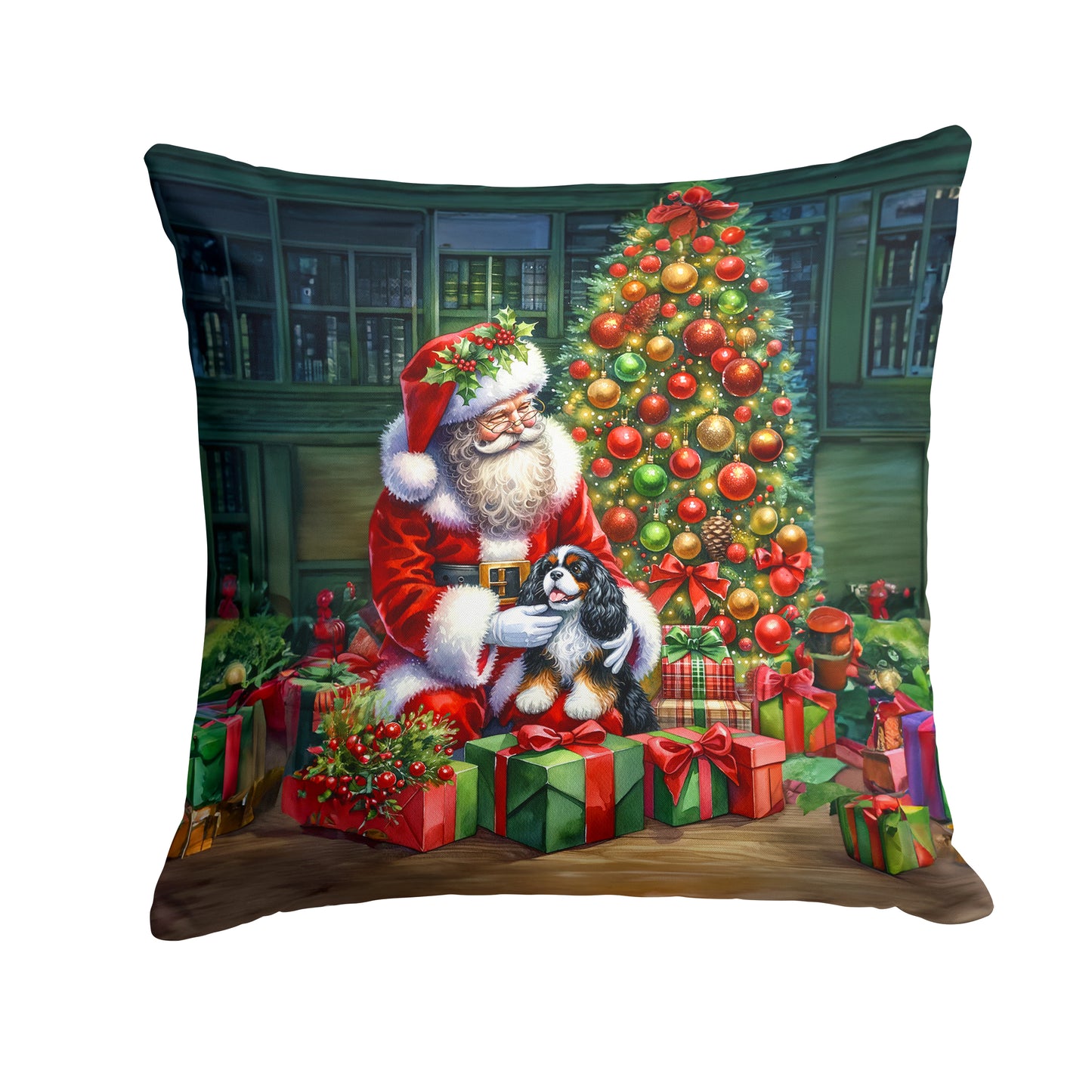 Buy this Cavalier Spaniel and Santa Claus Throw Pillow