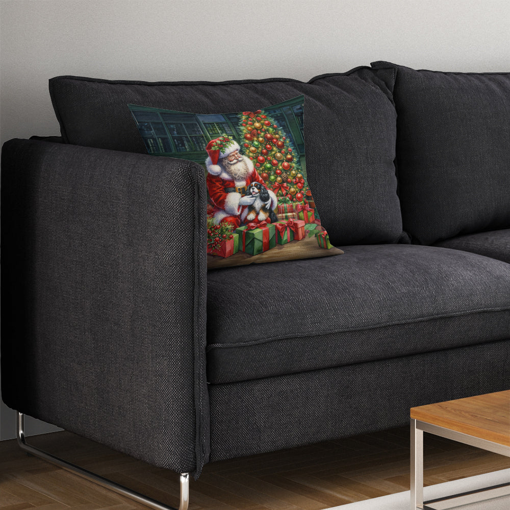 Cavalier Spaniel and Santa Claus Throw Pillow