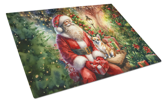 Buy this Chihuahua and Santa Claus Glass Cutting Board