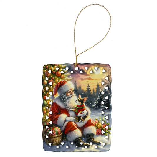 Buy this Chihuahua and Santa Claus Porcelain Ornament