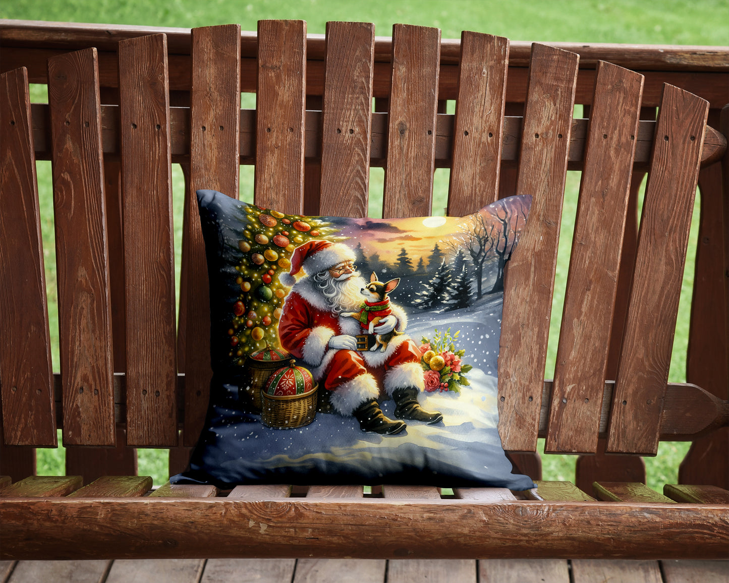 Chihuahua and Santa Claus Throw Pillow