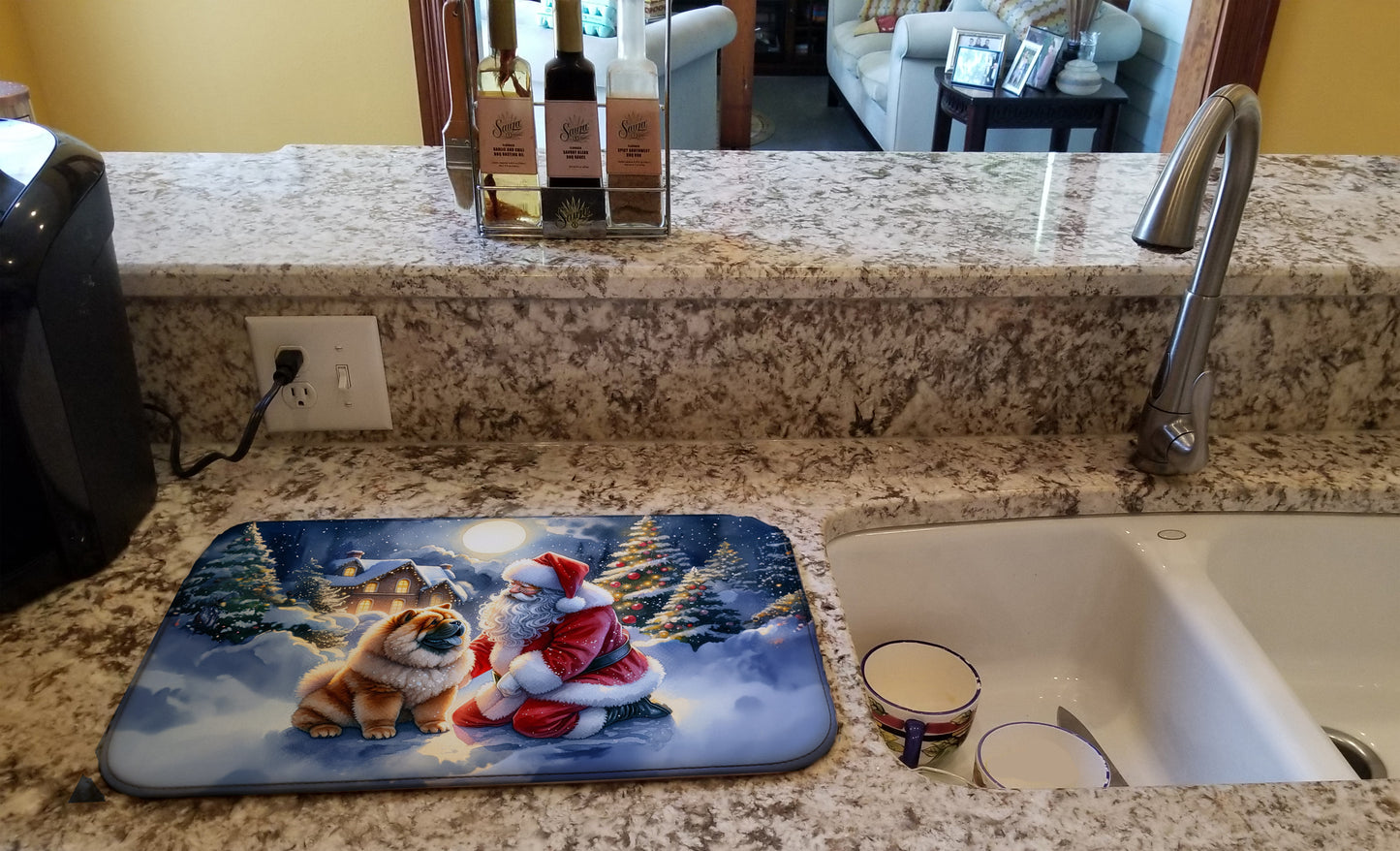 Chow Chow and Santa Claus Dish Drying Mat