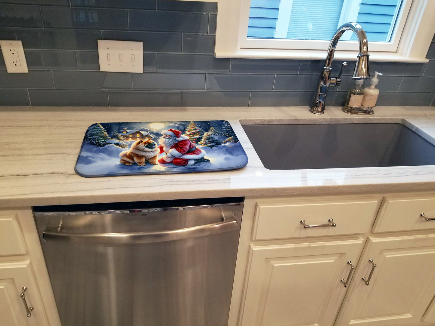 Chow Chow and Santa Claus Dish Drying Mat