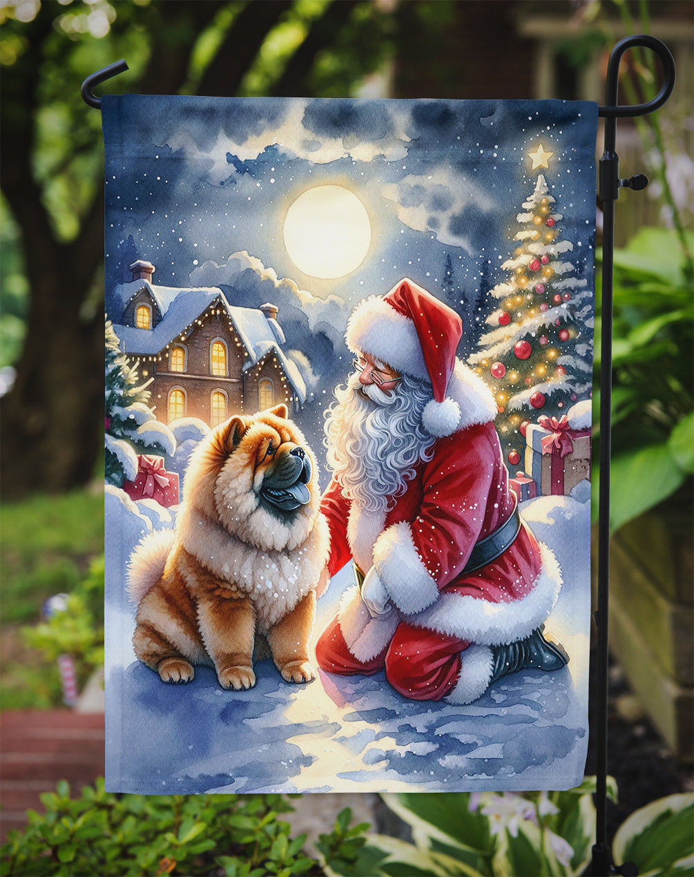 Chow Chow and Santa Claus Garden Flag