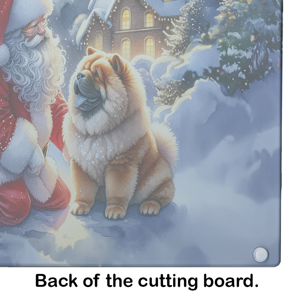 Chow Chow and Santa Claus Glass Cutting Board