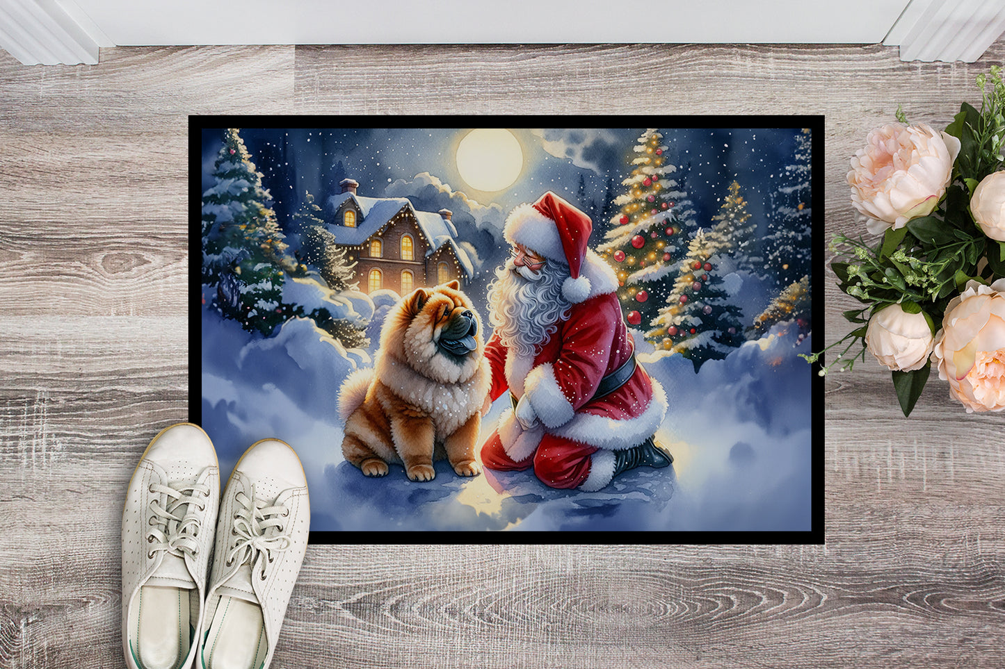 Chow Chow and Santa Claus Doormat