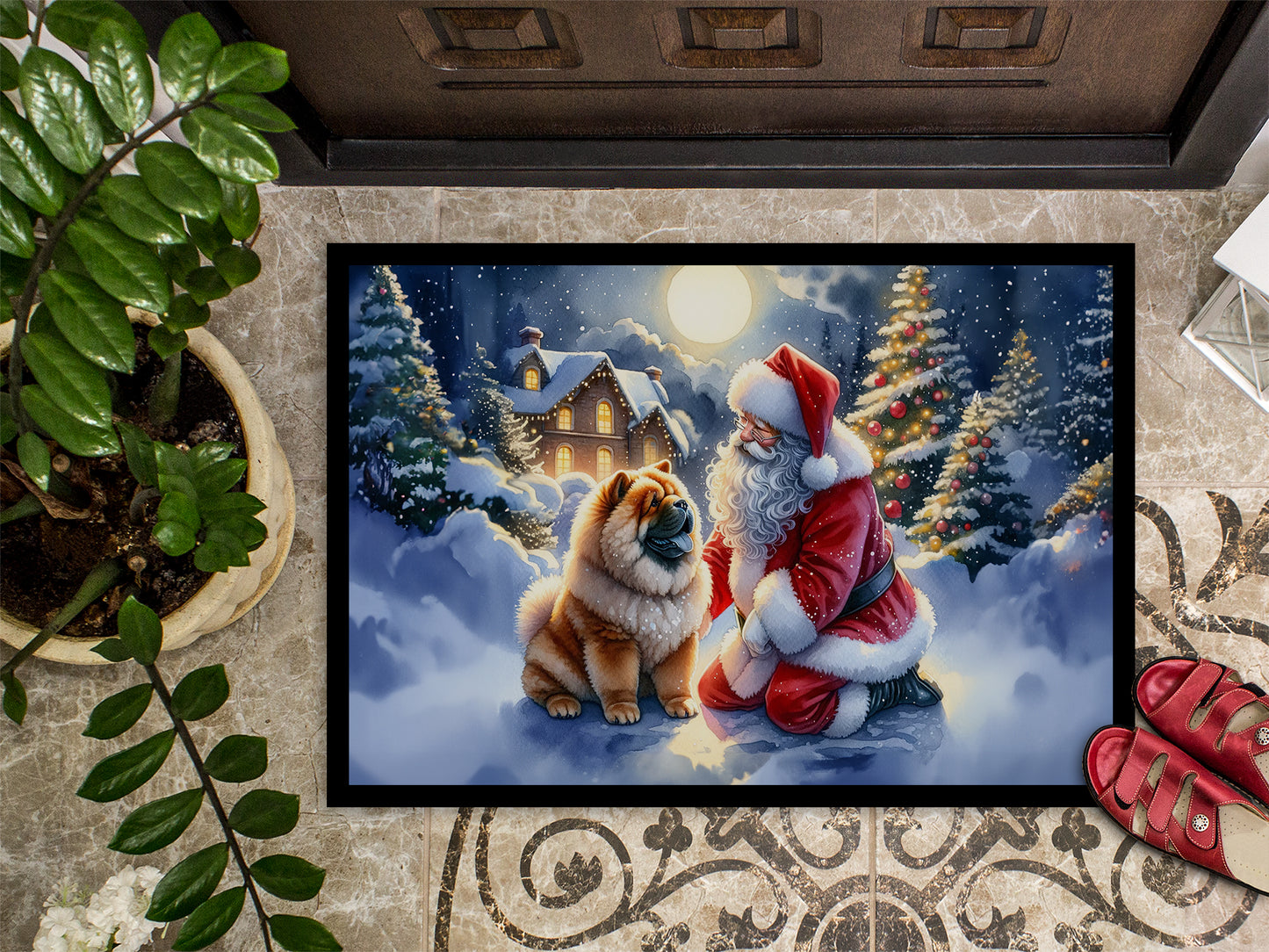 Chow Chow and Santa Claus Doormat